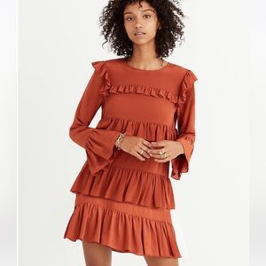 NWT Madewell 100% silk waterlily ruffle dress - size 8 - burnished rust
